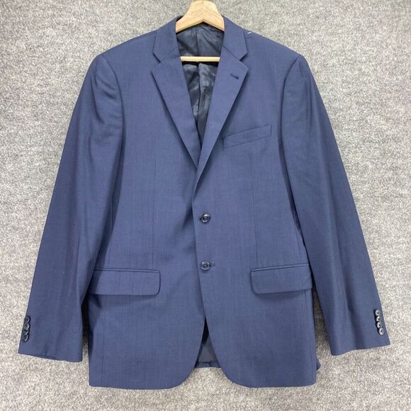 Marzotto Blazer Men 41 Blue Button Up Collared Long Sleeve Wool Lined Regular - Picture 4 of 9